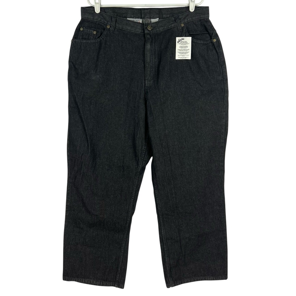 Mainstreet Blues Women's Straight Leg Black Denim Jeans Size 20WP High Rise NWT